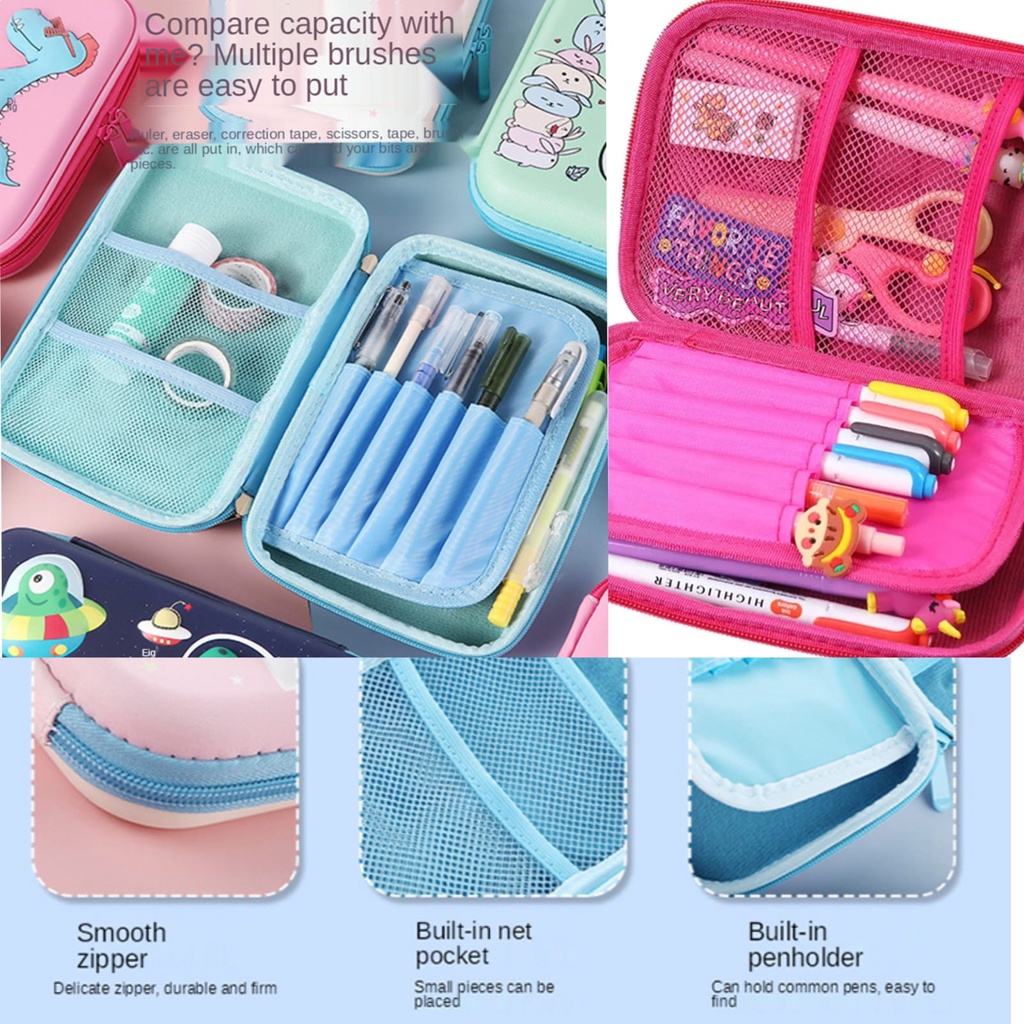 Kotak pensil 3D Besar Timbul Tahan Air Tempat Pensil Unicorn Timbul 6D Perlengkapan Sekolah Hadiah Kado Alat Tulis Anak Premium Import