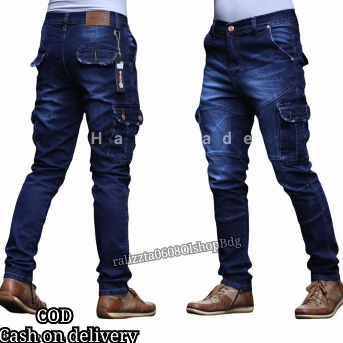 jeans pria / celana jeans Cargo pria / Cargo panjang jeans pria murah