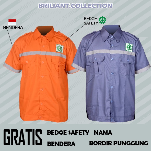 Baju Safety Wearpack / wearpack Bengkel / Kemeja Proyek Atasan Lengan Pendek (Bisa Satuan)