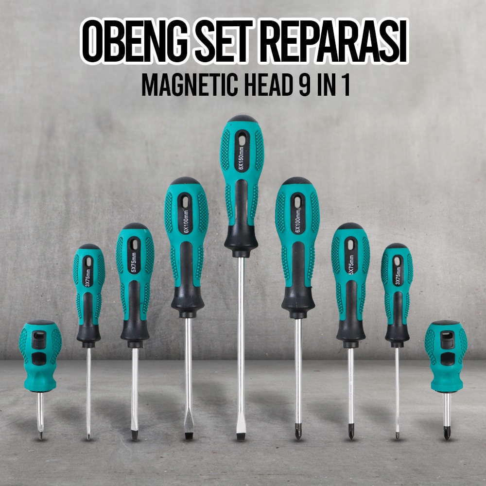 Obeng Set Magnet - Obeng Set Reparasi Magnetic Head 9 in 1 - SK803 - Green + Tas 7ROTDRGR