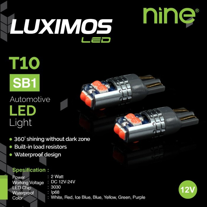 Lampu LED T10 3030 SB1 2W Luximos Canbus Resistor Extreme Bright