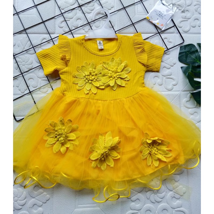 [0-5th] DRESS TUTU ANAK GAUN PESTA DRESS TILE ANAK LUCU MOTIF BUNGA DRESS TUTU ANAK IMPORT PREMIUM