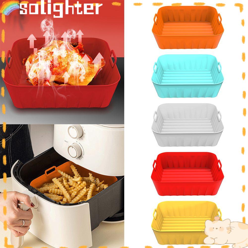 Solighter Square Silicone Pot Grill Pot Tray Reusable Pizza Plate AirFryer Aksesoris Baking Basket