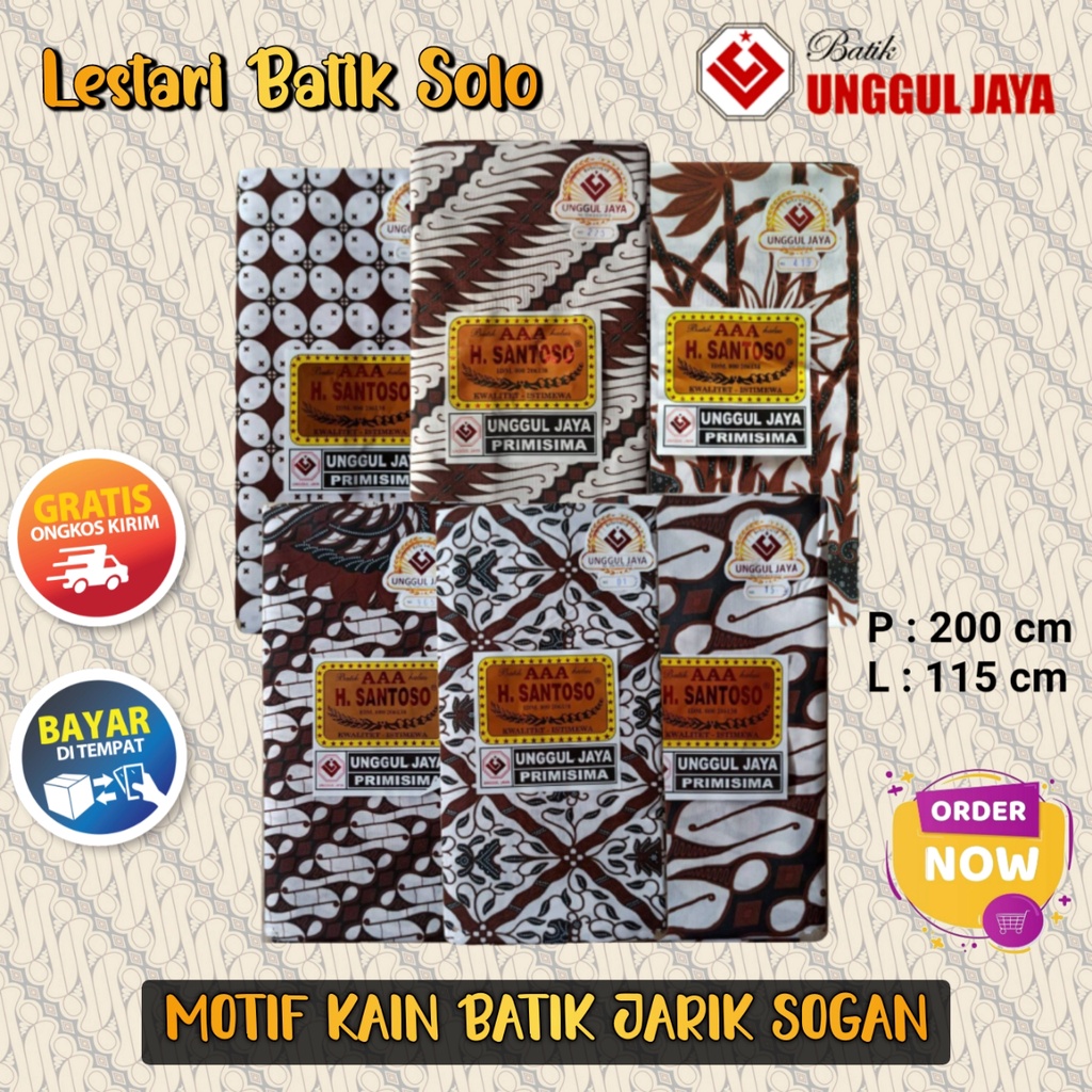 Kain Batik Jarik Jarit Sewek Putihan Motif Kawung Sidomulyo Parang Unggul Jaya H. Santosa - KUALITAS