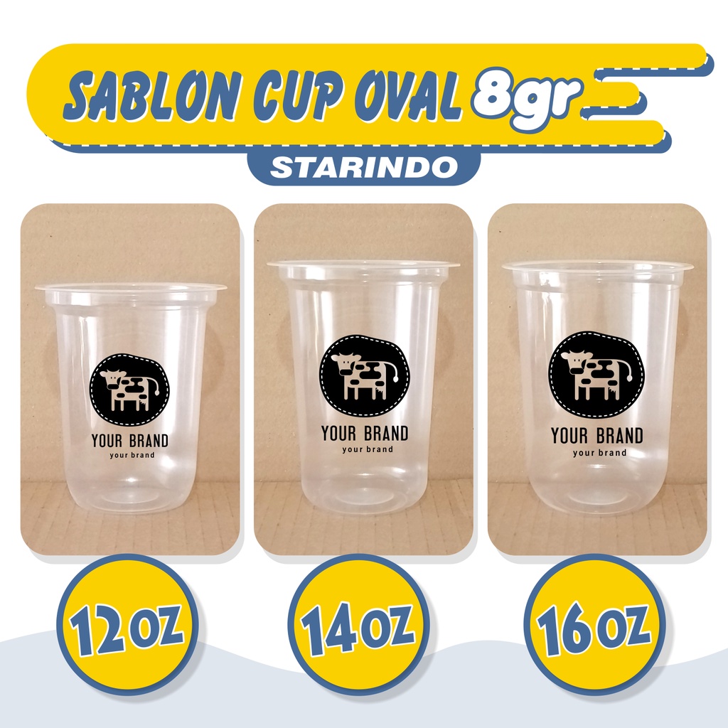 SABLON CUP OVAL 12oz 14oz 16oz STARINDO 8 gr Wadah Minuman