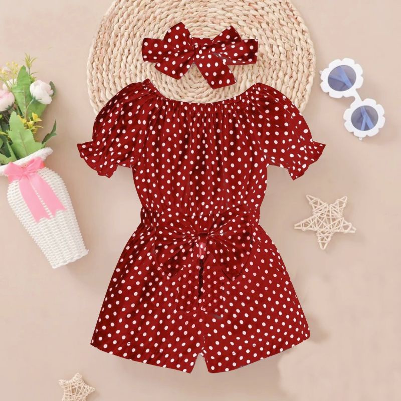 Jumpsuit Anak Perempuan Model Terbaru Free Bando 1-8 Tahun Motif Polkadot  Matt Woolpeach/Jumpsuit Nabila Kids