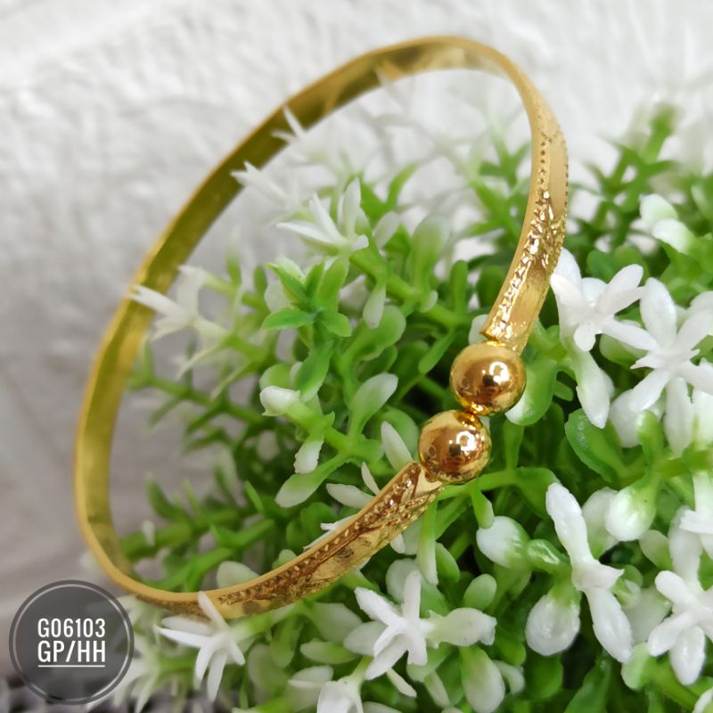 Gelang Fashion dubai Fleksibel Ukir warna 24k G06103