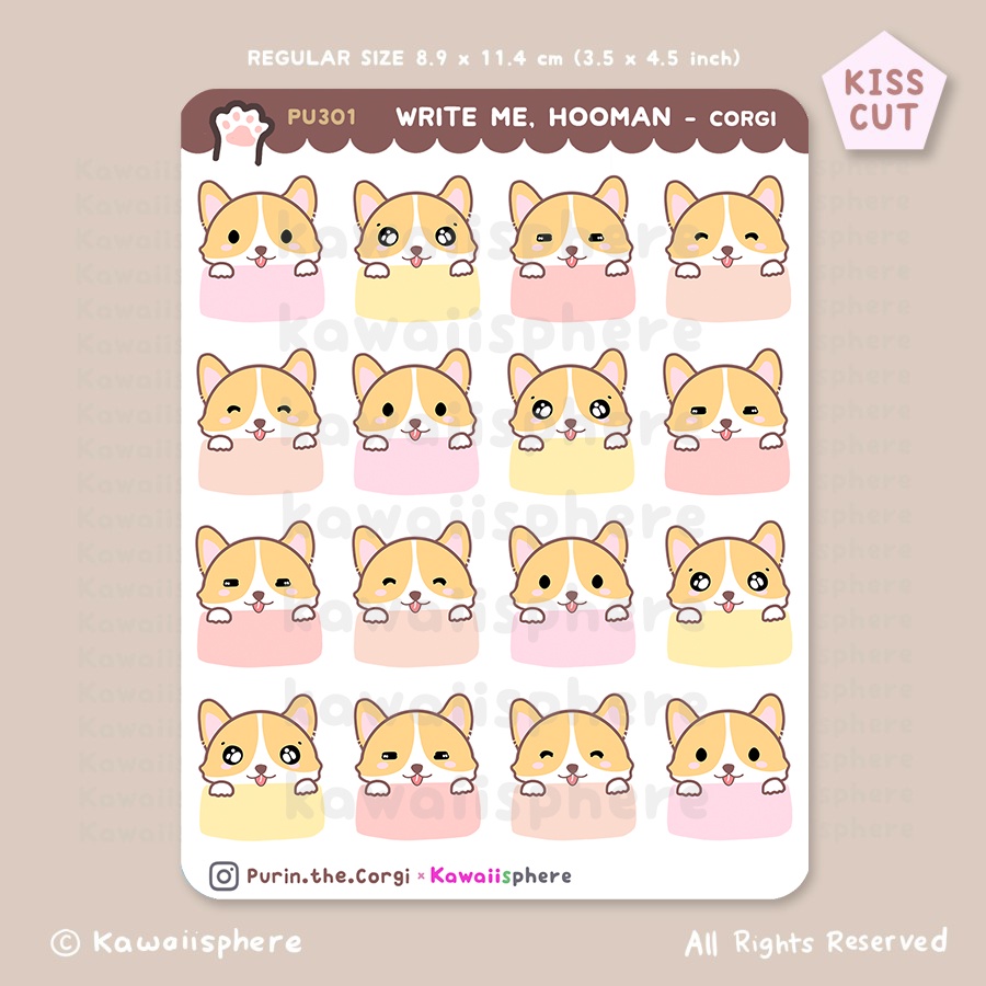 

Write Me Hooman - Corgi Ver Label / Memo Sticker Deco Box | Dog Planner Sticker