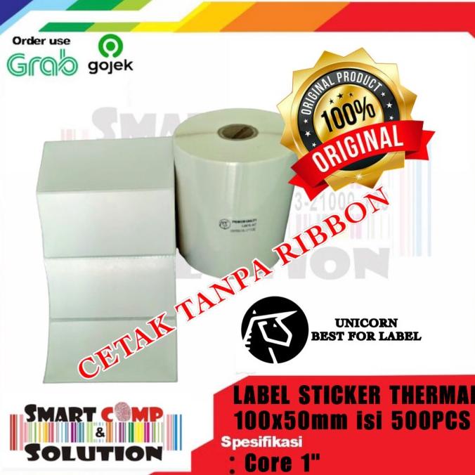

Label Stiker Barcode Thermal 100x50 mm 1Line Isi 500pcs HRG DISKON