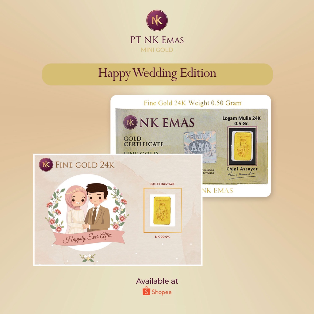 1 Pcs NK Mini Gold 0.5 Gram (Happy Wedding Envelopes Edition) A