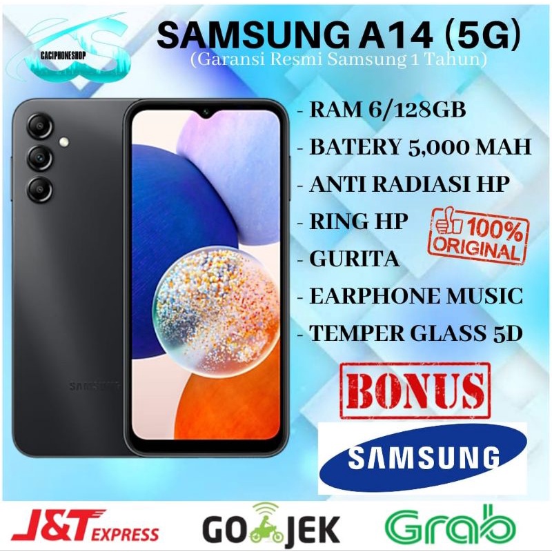 Samsung A14 5G NFC Ram 6GB Rom 128GB 6/128 Garansi Resmi Samsung 1 Tahun