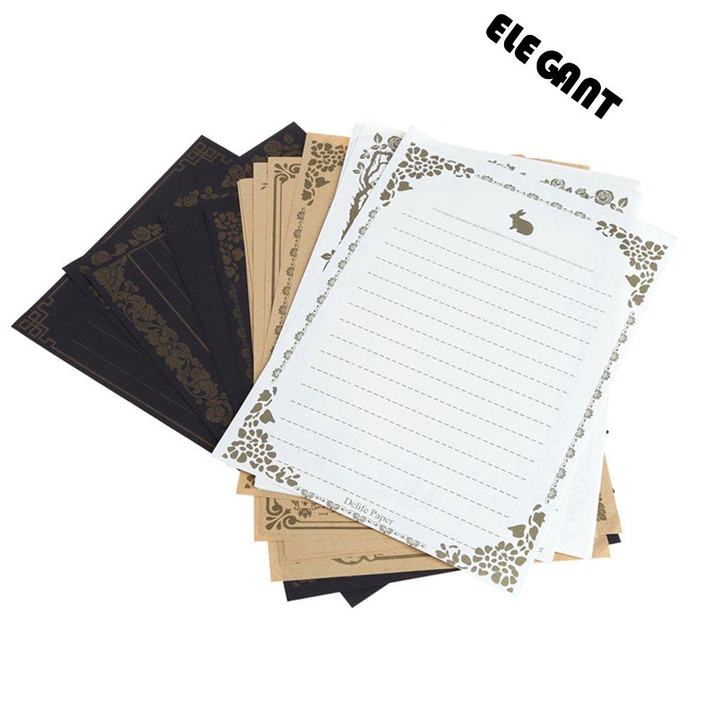 8pcs / Set Kertas Surat Desain Retro Vintage Multi Warna Untuk Stationery Sekolah / Kantor