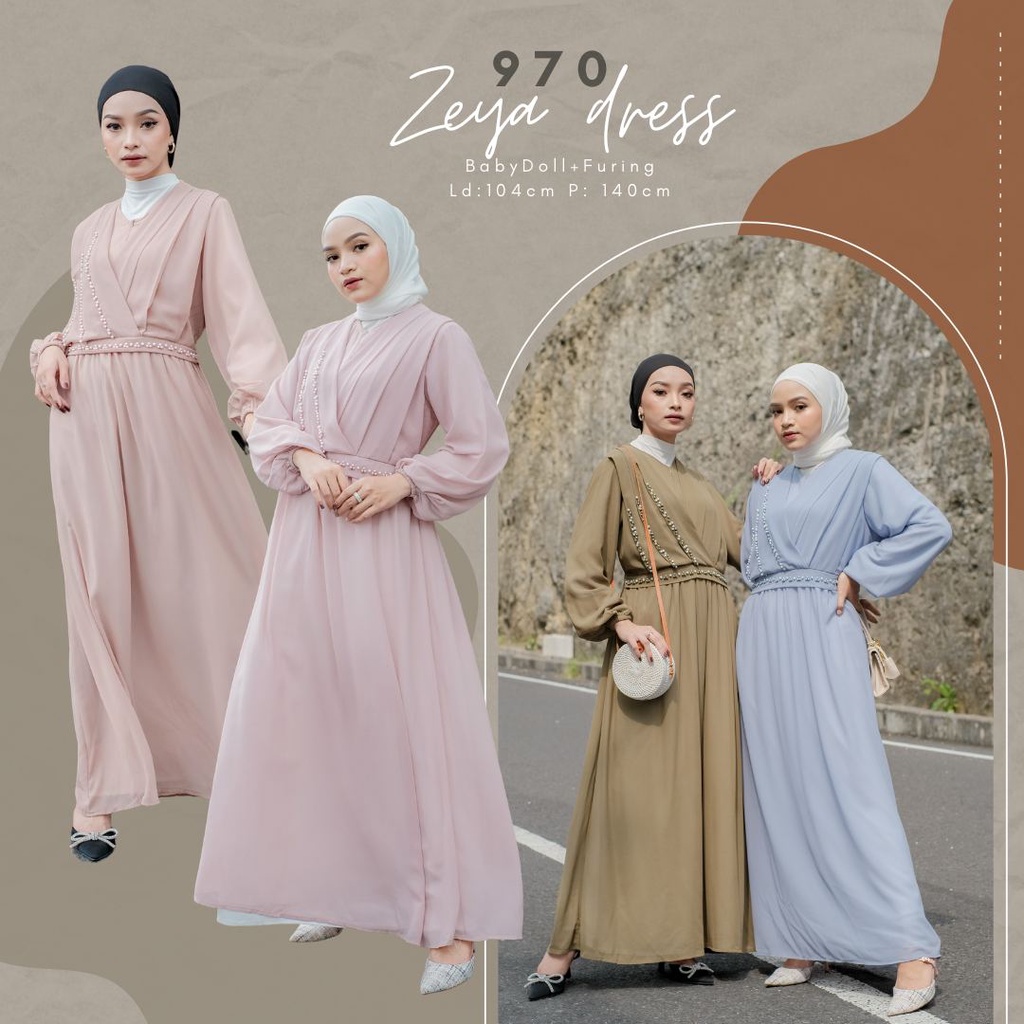 Zeya Dress/Gamis Lebaran/Dress Muslim/Gamis Terbaru/Gamis Kekinian/Bridesmaid/Fshion Muslim/Baju Leb