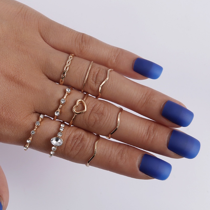 Roselife 9 Pcs Vintage Boho Emas Susun Cincin Set Untuk Wanita Gadis Chic Geometris Zirkon Buku Jari Cincin Fashion Perhiasan