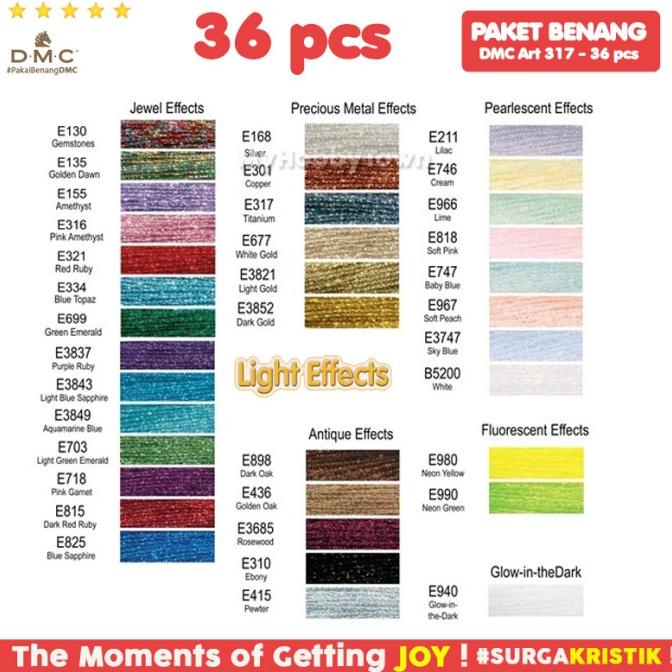 Paket 36 Pcs Benang Sulam Kristik DMC Art 317 - Light Effects Metallic