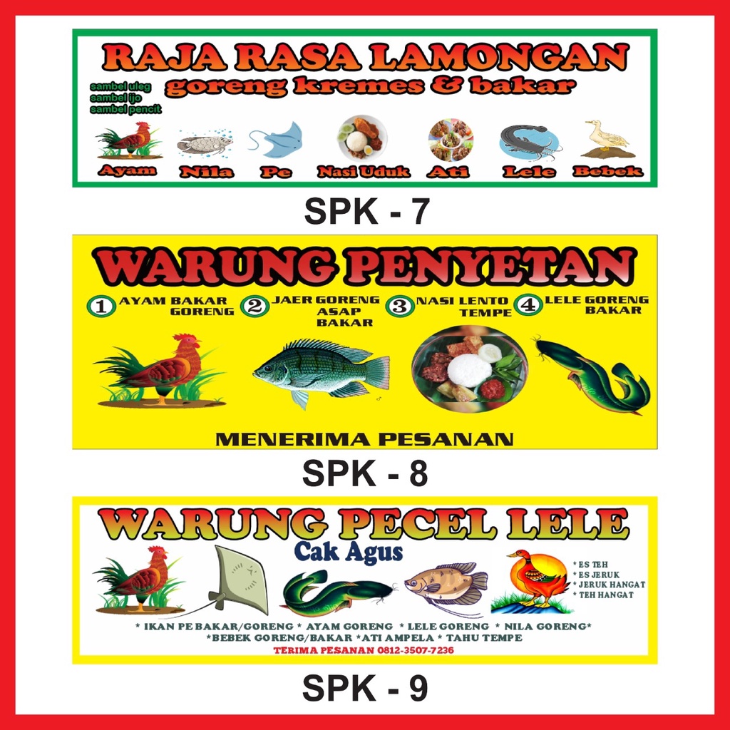 SPANDUK KAIN CUSTOM OUTDOOR.... PECEL LELE SATE MADURA DLL FREE DESIGN  !!!!