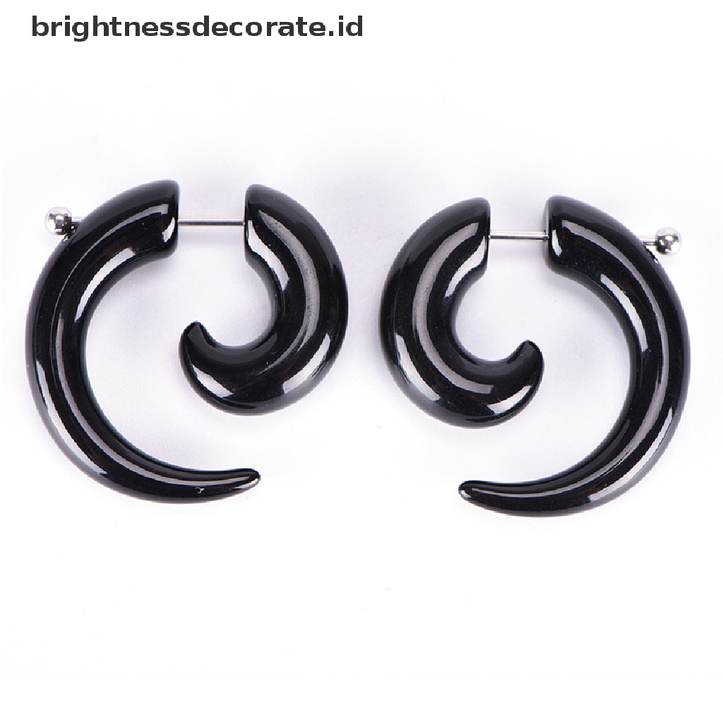 [Birth] Gothic Wanita Pria Punk Hitam Akrilik Siput Stud Earrings Perhiasan Telinga [ID]