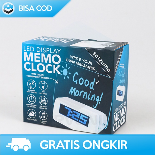 JAM ALARM MEMO BOARD ALARM CLOCK LCD DISPLAY MULTIFUNGSI DESAIN MODERN