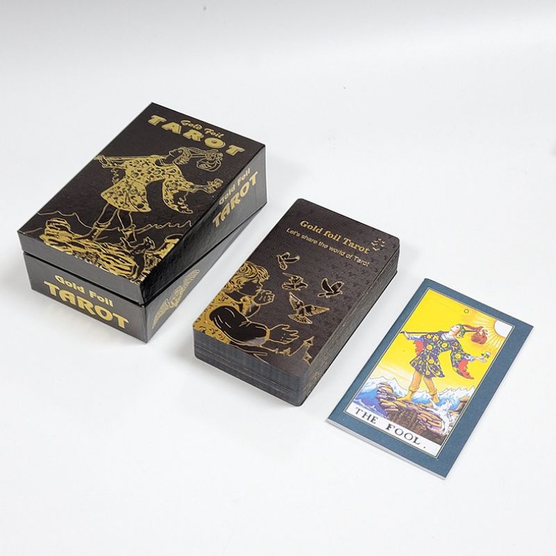 Black Gold Foil Tarot Pvc Rider 12x7cm include guide paper