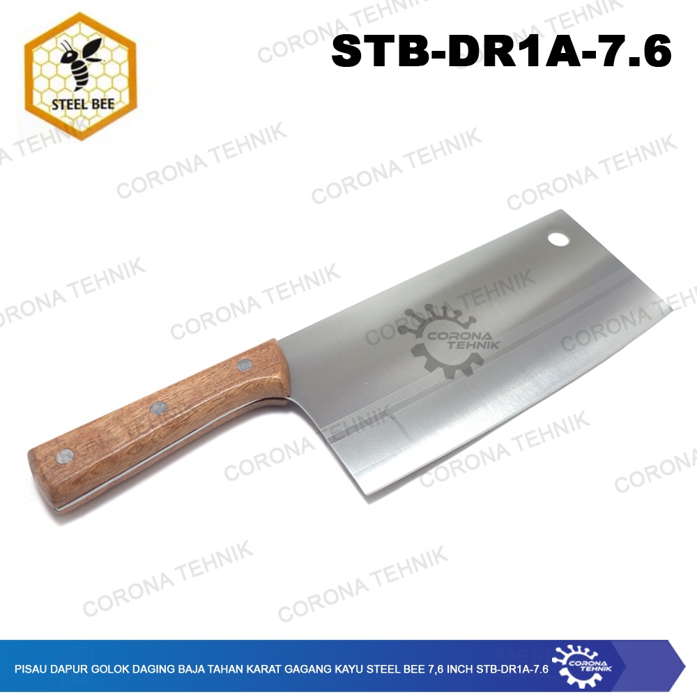 Steel Bee 7,6 InchPisau Dapur Golok Daging Baja Tahan Karat