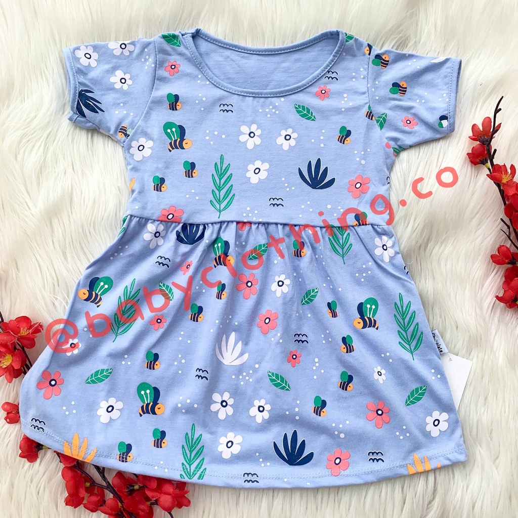 Baju dress oblong sehari-hari bayi cewek perempuan babygirl lucu fashion murah bestseller -flo