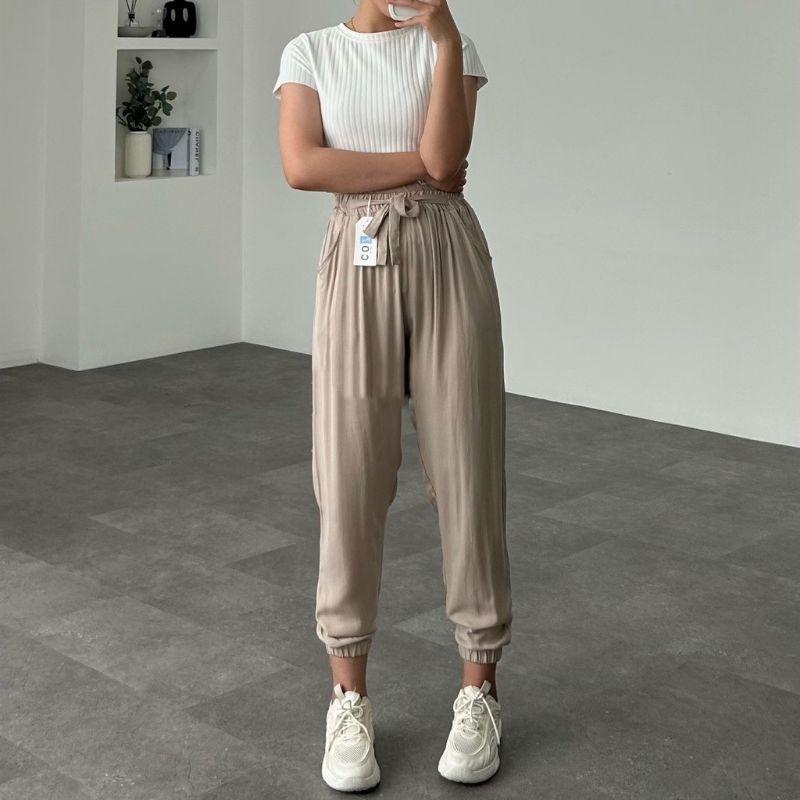 Celana Jogger Rayon Wanita Loose  - Rayon pants Jogger Homewear