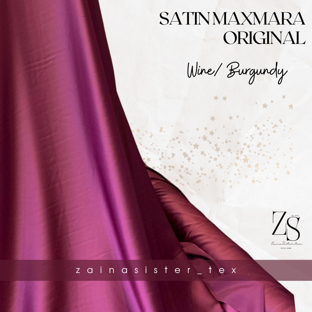 Bahan Kain Satin Maxmara Original Warna Burgundy WIne