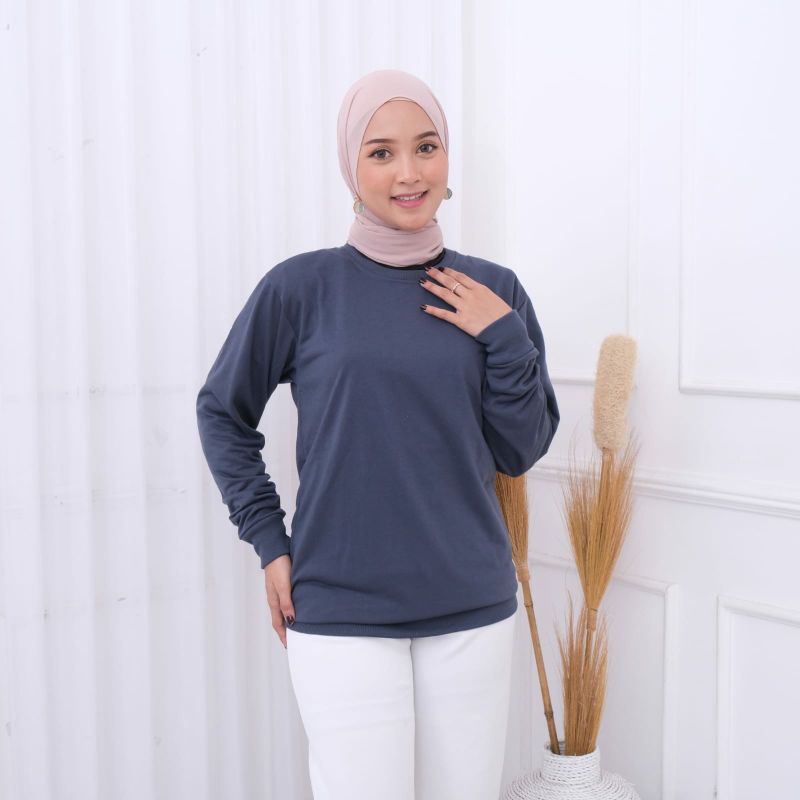 Sweater Warna Abu Gelap Dark Slate Gray Polos Unisex Basic Babyterry