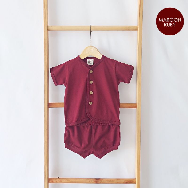 Setelan Libby Comfy set Pendek / setelan libby kancing depan polos pendek