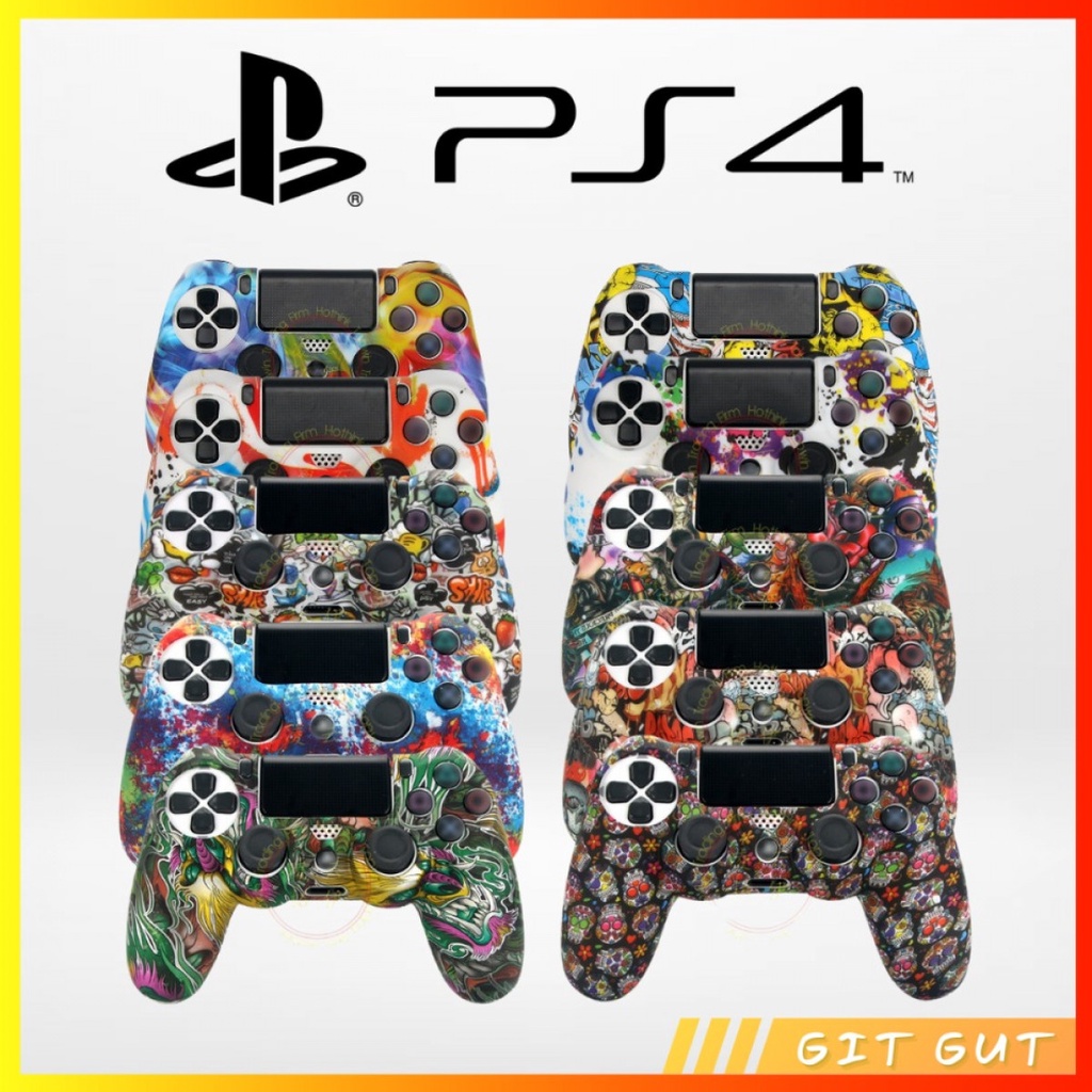 PS4 Motif Graffiti Sarung Silicone Silikon Dualshock Stick Controller