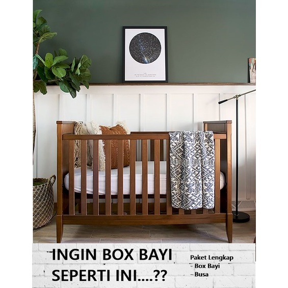 Set Box Bayi Minimalis Kayu Solid Tempat Tidur Bayi Box Bayi Ranjang Bayi Minimalis Modern