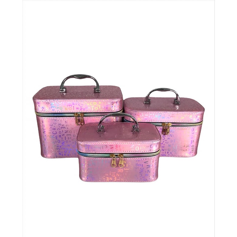 TERLARIS COD!!! Beauty Cosmetic Case / Box Kosmetik Kosmetic Make Up Import Motif Alphabet Hologram 91059