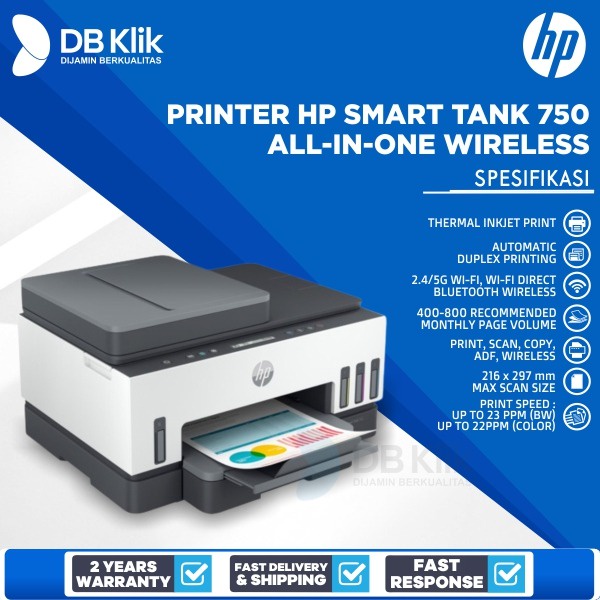 Printer HP Smart Tank 750 All-in-One Wireless - HP SmartTank750