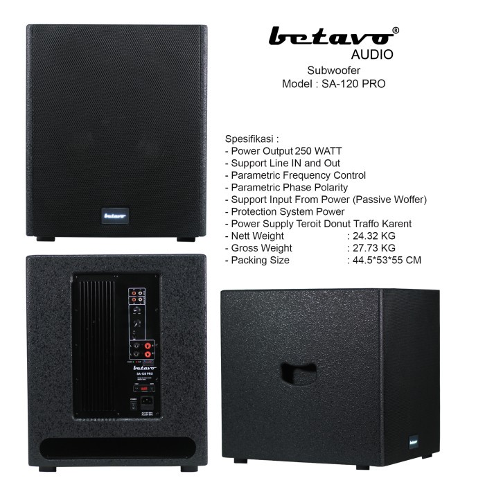 SUBWOOFER AKTIF 12 INCH SPEAKER BETAVO SA-120 PRO PROFESSIONAL AUDIO