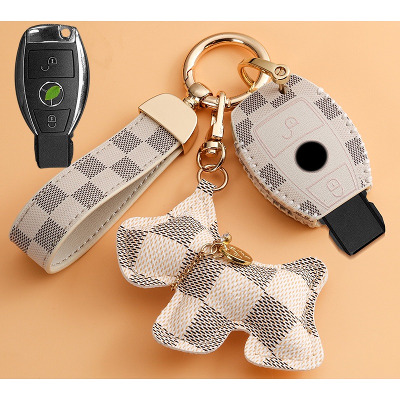 Mercedes-benz Kulit Asli car smart Key Cover Case Bag keyless remote holder Gantungan Kunci keyring casing Pelindung A-Class C-Class E-Class