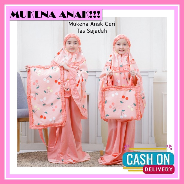 Mukena Anak Usia 10-12Tahun Bahan Cringkle Mix Tille Renda Free Tas Cantik Mukena Anak Perempuan Mod