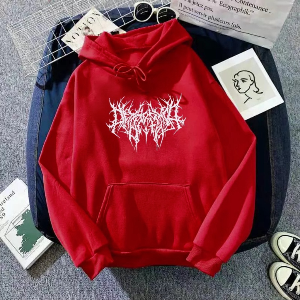 HARAJUKU GOTHIC KOREA HOODIE SWEATER BAHAN BABYTERRY SIZE M-L-XL-XXL Bisa Bayar Ditempat COD