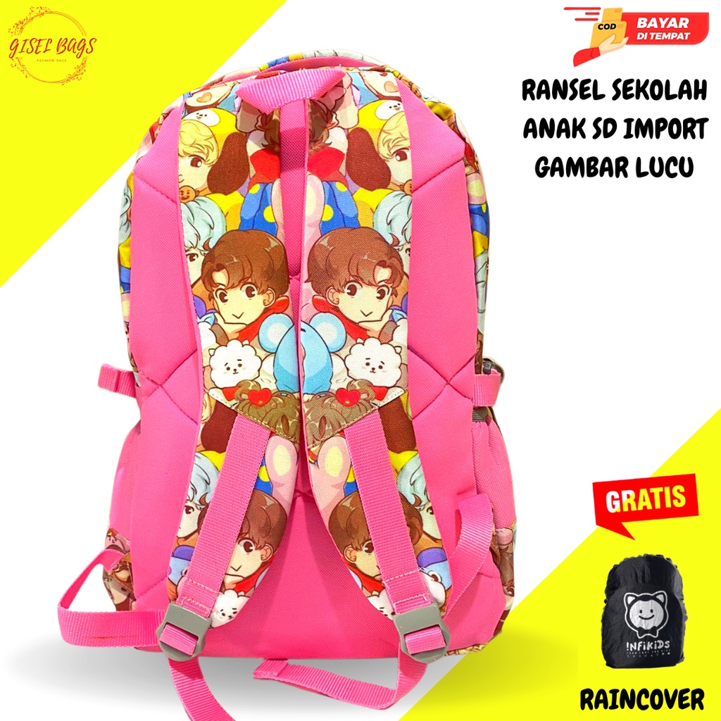 Tas sekolah anak laki laki &amp; perempuan sd remaja gambar BT21 terbaru waterproof