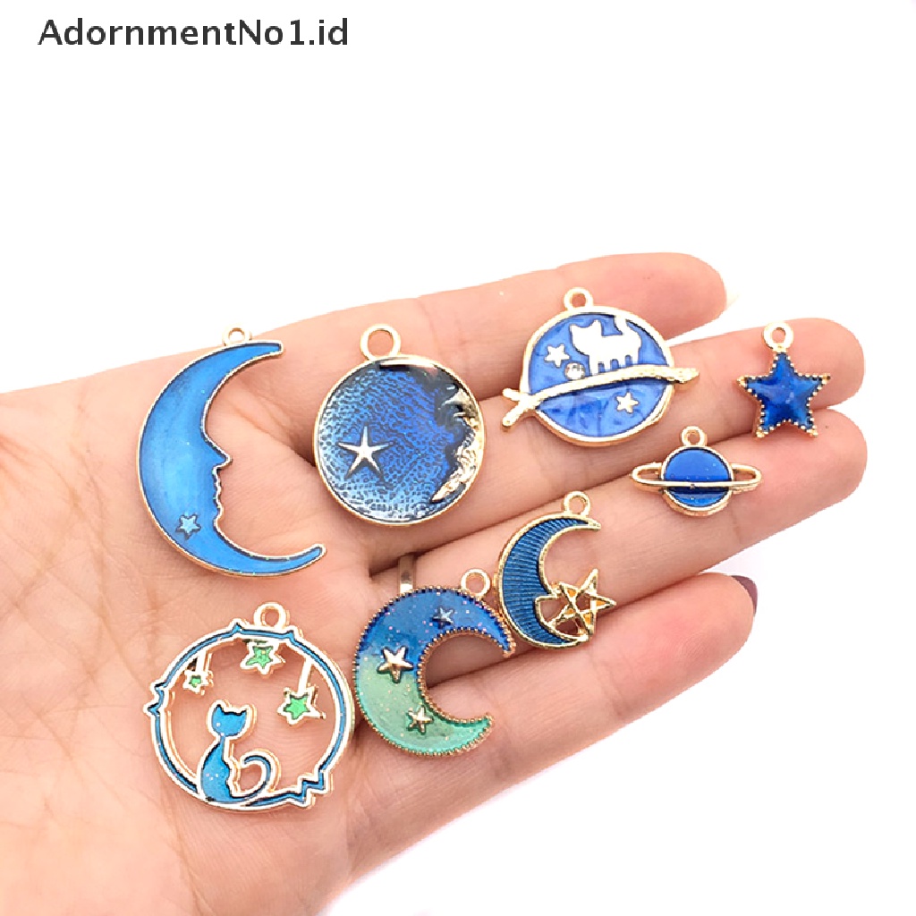 [AdornmentNo1] 24pcs/set Enamel Kucing Bulan Bintang Bumi Planet Ch Liontin Membuat Perhiasan DIY [ID]