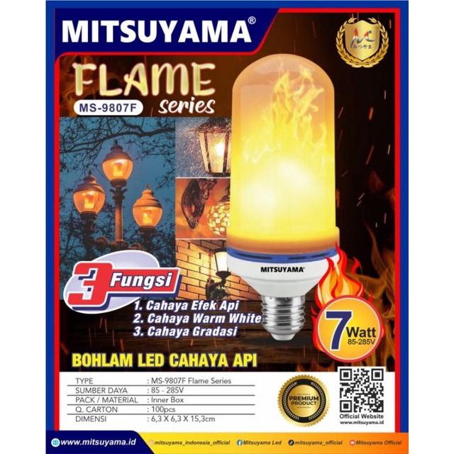 Bohlam LED Cahaya Api  Mitsuyama MS-9807 Series Flame