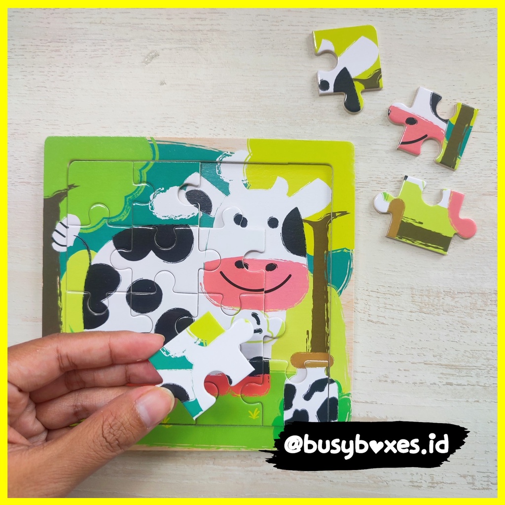 Busyboxes.id Mainan anak puzzle edukasi anak 1 2 3 tahun laki laki perempuan mainan edukasi Montessori puzzle jigsaw hewan binatang mamalia sapi