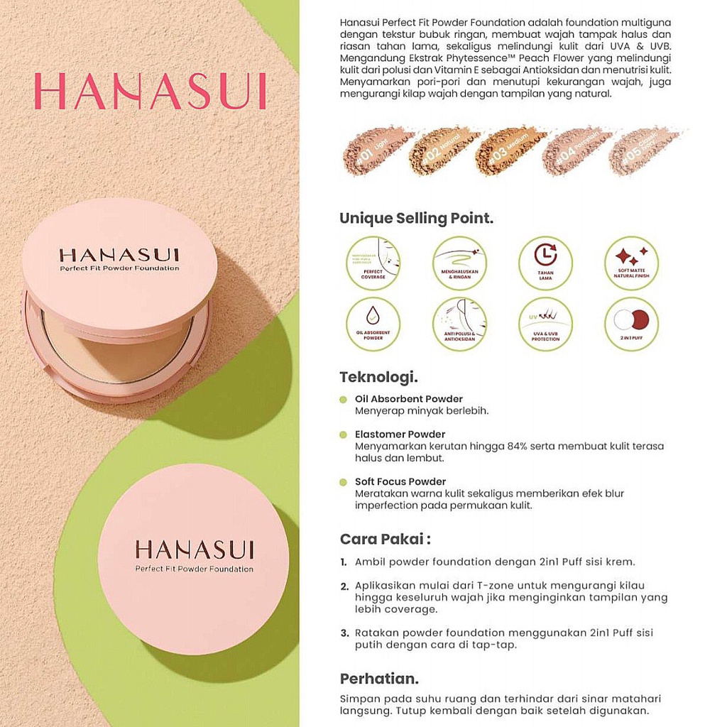 HANASUI PERFECT FIT POWDER FOUNDATION - BPOM - FOUNDATION HANASUI MURAH