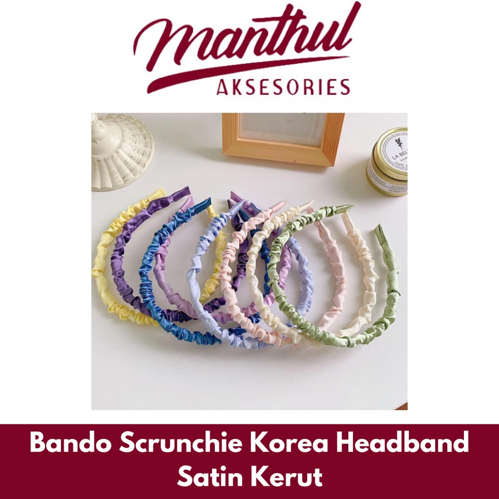 Bando Scrunchie Korea / Headband Satin Kerut / Bando Wanita