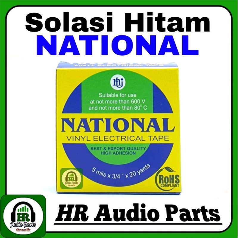 Solasi Hitam Isolasi National Vinyl Electrical Tape Original Nachi 20Y