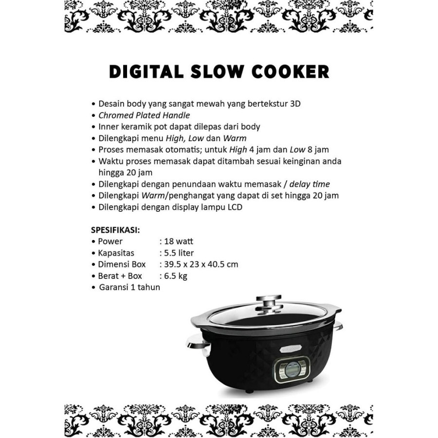 SIGNORA MINI SLOW COOKER  DIGITAL COOKER SIGNORA 3.3 LITER