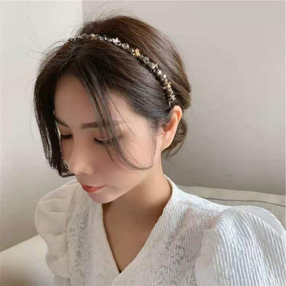 Needway   Gadis Rambut Hoop Retro Vintage Aksesoris Rambut Mewah Kristal Hairband Shiny Sweet Headband