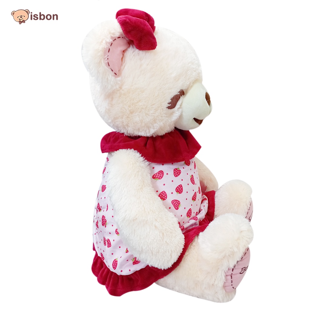 Boneka STD Bonita Teddy Bear 63cm With Kaos Dress Pink Strawberry by istana boneka