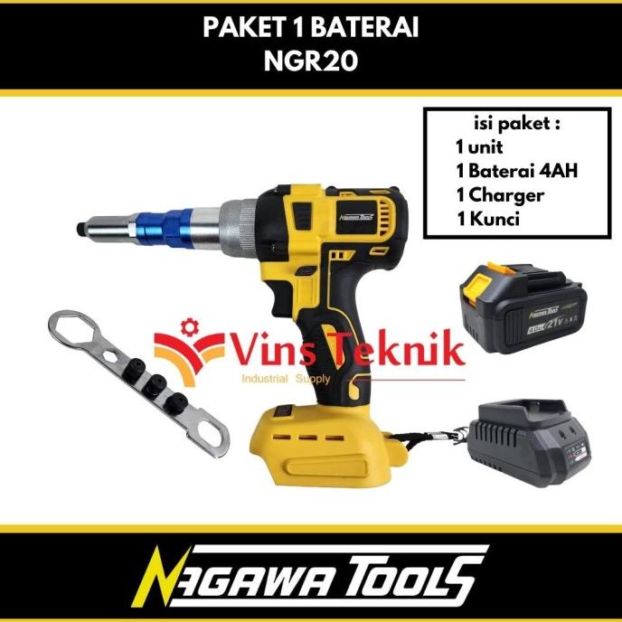 PAKET 1 BATERAI Rivet baterai Blind Riveting Gun Nagawa Tools NGR20