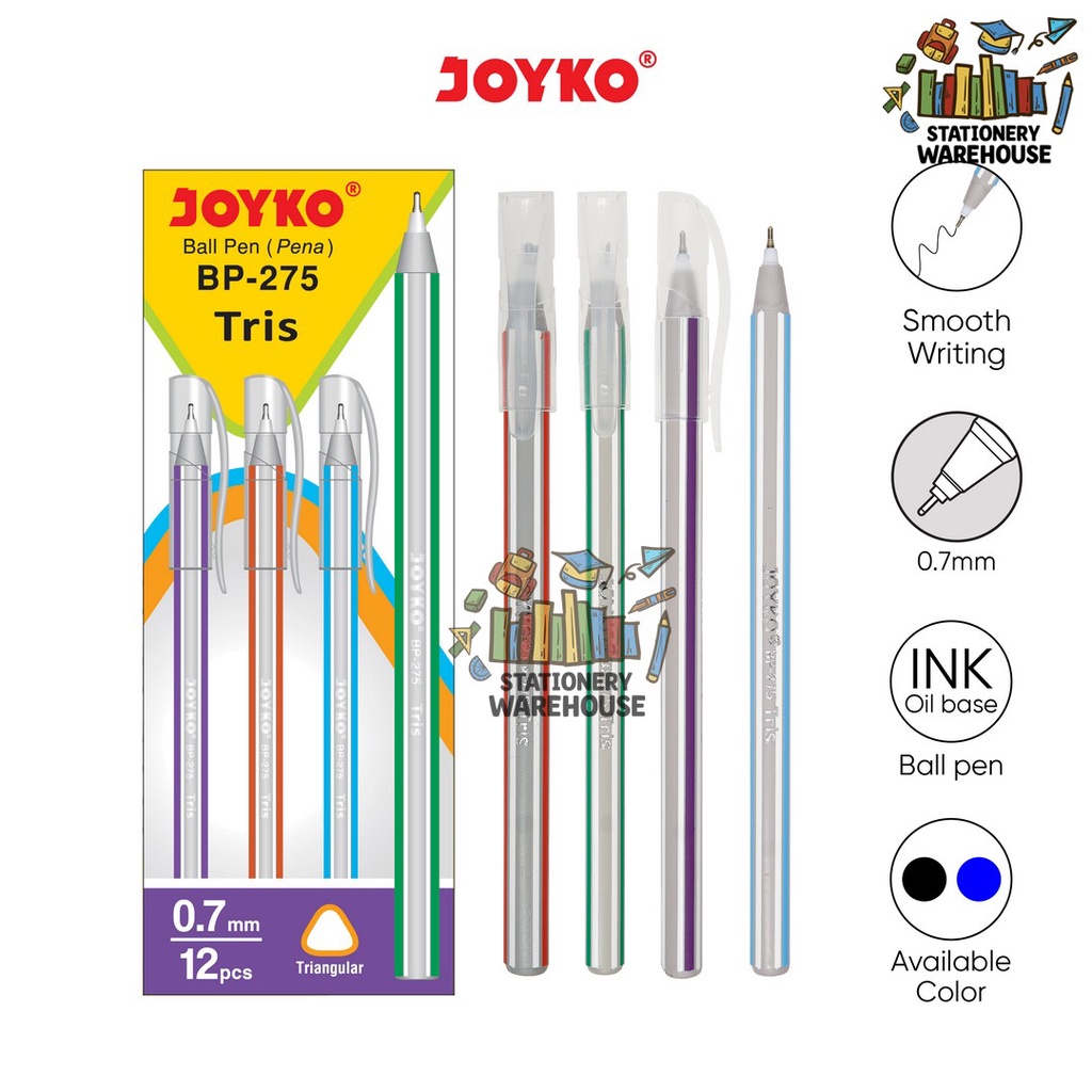 

Ball Pen / Pulpen / Pena Joyko BP-275 / Tris / 1 BOX 12 PCS / 1 Lusin / 0.7 mm