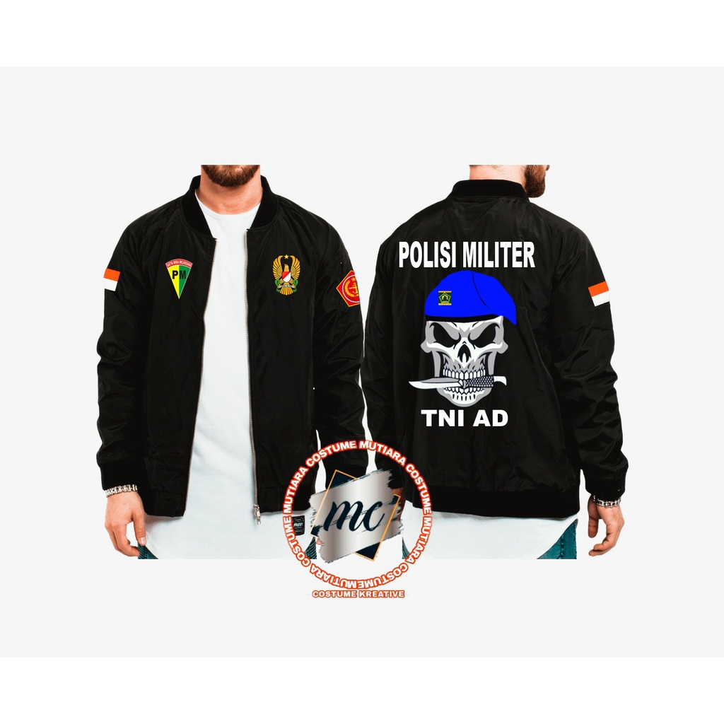 JAKET BOMBER POLISI MILITER TNI AD WARNA HITAM
